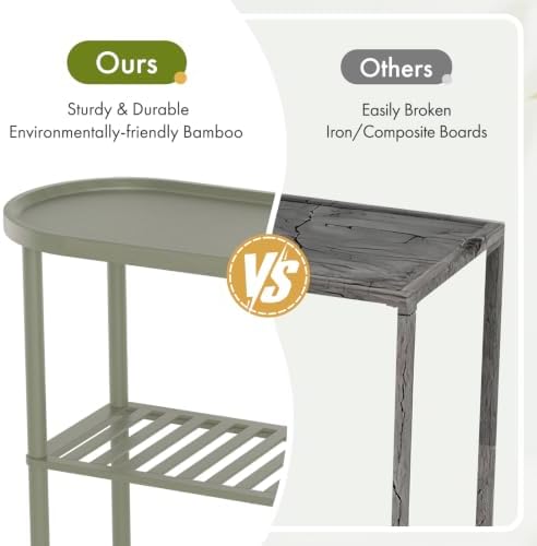 Modern Entryway Table for Hallway Bamboo 39.4", Green Console Tables for Entryway 2-tier, Behind Sofa Table with Anti-fall Edge, TV Stand for Living Room, 5min Easy Assembly, 39.4"L x 11.8"W x 29.7"H