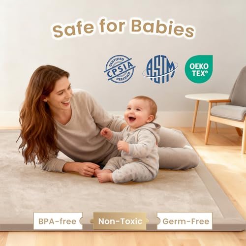 1.3" Thick Baby Play Mat for Floor,71x79 Ultra Soft Elasti-Foam Mat