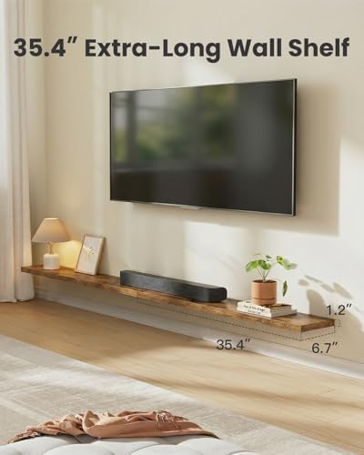 Amada 35.4" Floating Shelves for Wall Decor & Storage, Set of 3, Brown