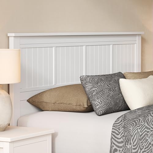 ComfIQ Serene Wood Panel Headboard with Window-Pane Design, King, White