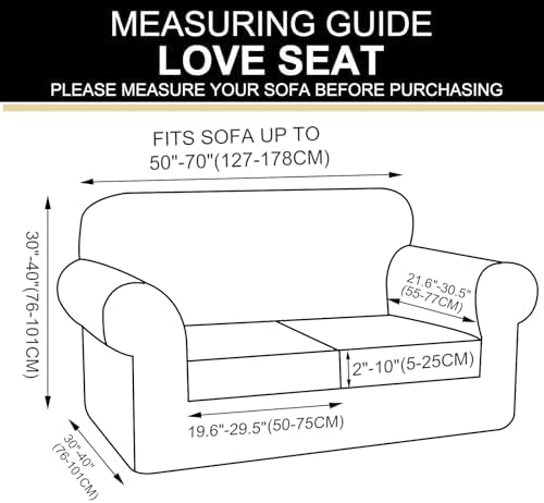 U-NICE HOME 3 Pieces Stretch Loveseat Couch Cover, Brown