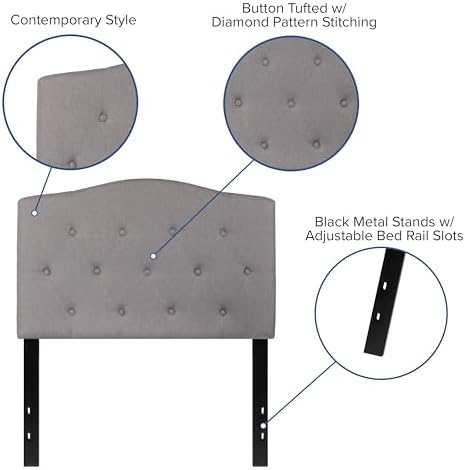 Flash Furniture Twin Tufted Fabric Headboard, Light Gray