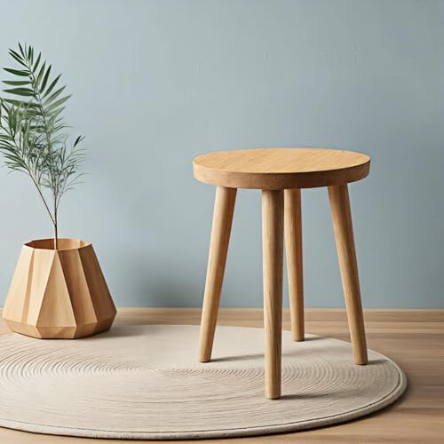 Plant Support Round Solid Wood Step Stool Garden Stool Wooden Stoo Stools Chair Dressing Stool Kitchen Bar Stool Side Table Round Wooden（Log Color）