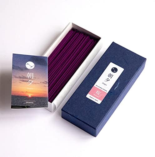 Asayu Japan Sakura Cherry Blossom Incense Sticks, Low Smoke Japanese, 40g