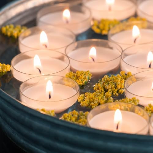 Stonebriar Bulk 192 Unscented Smokeless Long Burning Clear Cup Tea Light Candles with 6 to 7 Hour Extended Burn Time (Pack of 2, 384 Count Total)