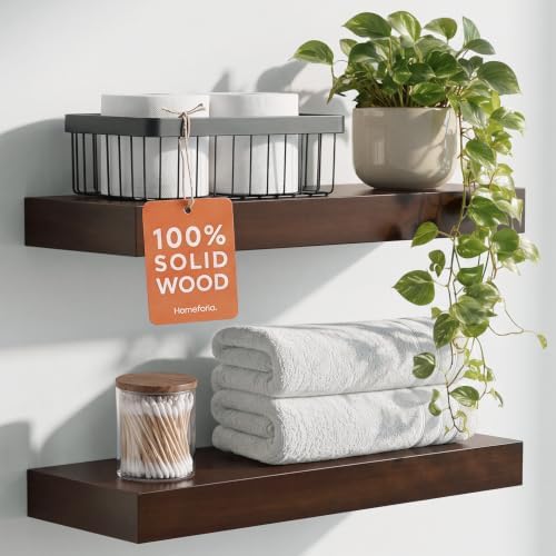 Homeforia 18 Inch Floating Shelves, High-End Solid Pine Wood, Set of 2