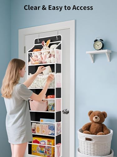 JARLINK Over The Door Toy Storage Organizer w/Clear Window, Black
