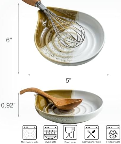 Ceramic Spoon Rest for Stove Top, Spoon Holder for Kitchen Counter