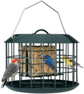 Kingsyard Squirrel Proof Suet Feeder, Cage Bird Feeders for Outdoors Hanging, All Metal, Double Suet Cake Capacity, Tray & Weatherproof, Green