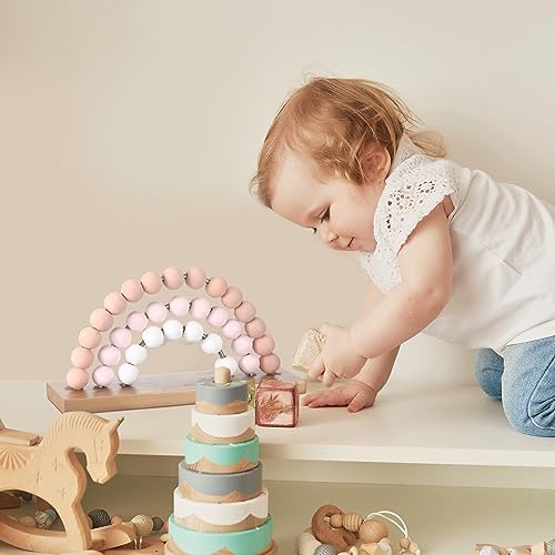 Arrowbash Rainbow Nursery Decor for Girl Room Decoration, Pink