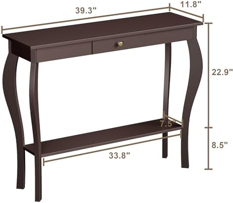 ChooChoo 39" Narrow Entryway Table with Drawer, Espresso