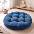 Round Meditation Cushion, Large Floor Pillow for Adults, 22 Inch Navy