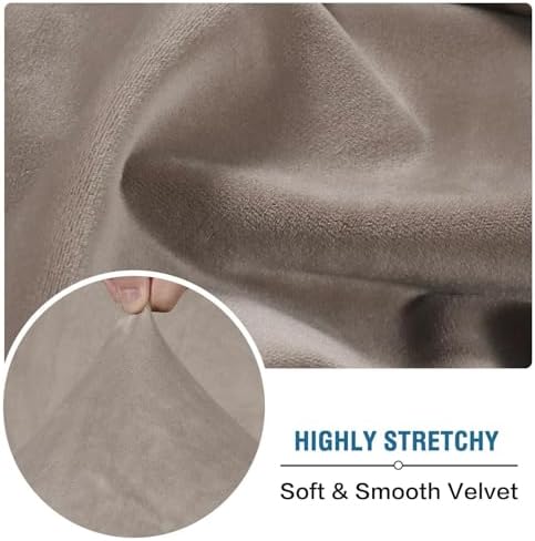H.VERSAILTEX Velvet Stretch Couch Cushion Cover Plush Cushion Slipcover for Chair Loveseat Sofa Cushion Furniture Protector Seat Cushion Sofa Cover (3 Piece XL Sofa Cushion Covers, Taupe)