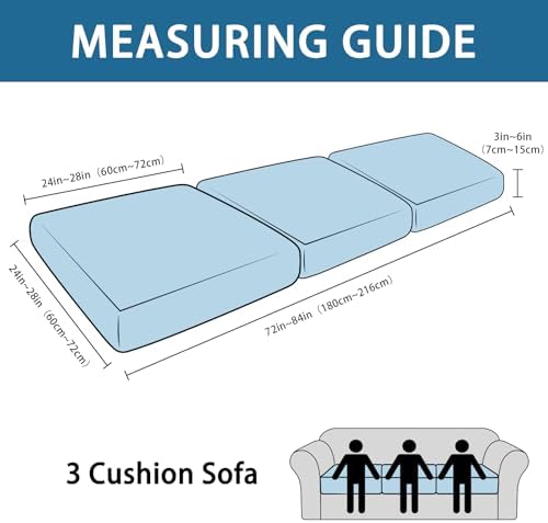 Couch Cushion Covers Leather-Look 3PC Stretch Sofa Seat Slipcover Sets for Living Room Individual Sofa Cushion Cover Couch Seat Protectors, Pet-Friendly, Non-Slip, Easy Fit - Brown