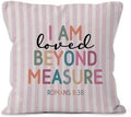 Boho Inspirational Christian Nursery Throw Pillow Cover 18x18, Religious Bible Verse Decorative Pillow Covers for Kids Girls Room Bedroom Playroom, Pink Striped Accent Pillows Cover Pillowcases