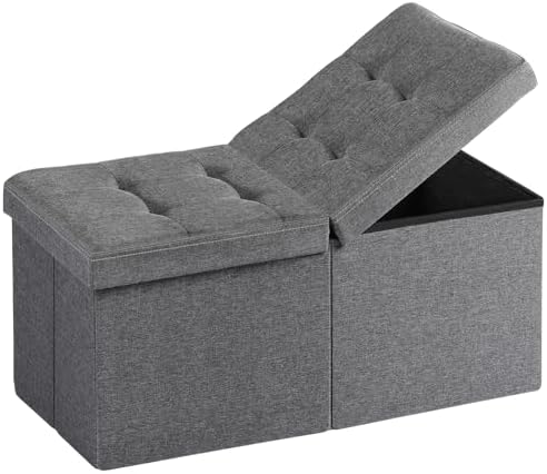 30-INCH Ottoman with Storage, Footrest Storage Bench, End of Bed Bench Coffee Table for Living Room, Bedroom, Entryway (Gray)