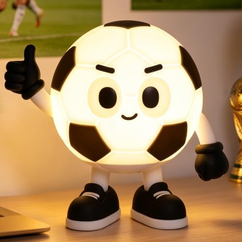 Soccer Night Light for Kids, Soccer Bedroom Decor, Football Gifts for Teen Boy Man Sports Lover, Rechargeable Silicone Light with Timer Dimmable Color Change, Birthday Back to School Present