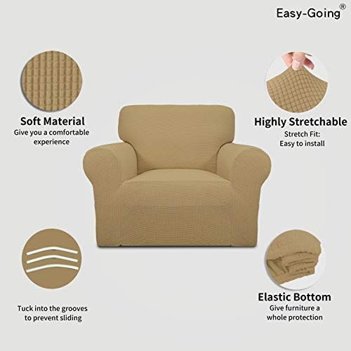 Easy-Going Stretch Chair Slipcover with Arm Washable Golden
