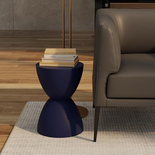 Euro Style Sallie Indoor/Outdoor Stool or End Table | Modern Hourglass Accent Style | UV- Protected Plastic Extra Seating or End Table for Patio, Balcony, Poolside, Entryway, or Living Room | Blue
