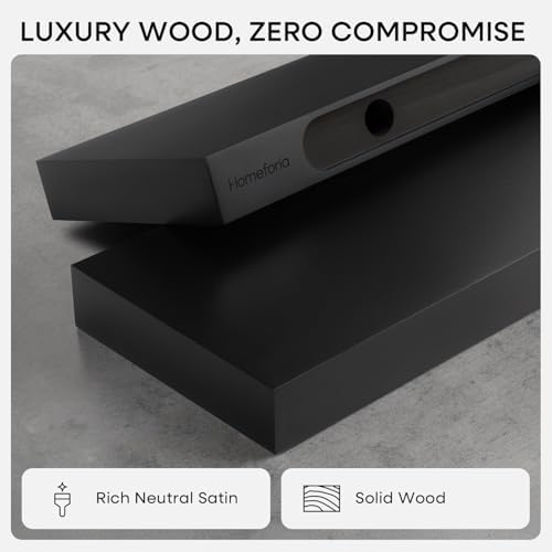 Homeforia 18 Inch Floating Shelves, High-End Solid Pine Wood, Set of 2