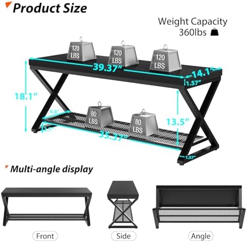 LVB Black Entryway Bench with Storage, Indoor Shoe Bench with Seating 39 in