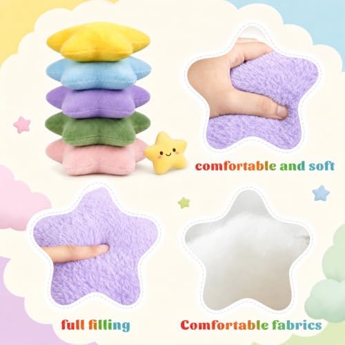 Soaoo 5 Pcs Star Fluffy Pillow Star Shape Pillow, Pastel Collection