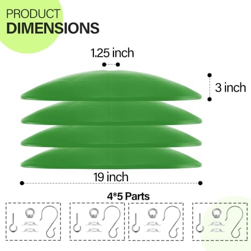 19.25-Inch Extra Large Squirrel Baffle,Hummingbird Feeder Shade Dome Cover, Bird Feeder Rain Guard, Hanging Squirrel Proof for Shepherd's Hook Outdoors (Green) 4 Pack
