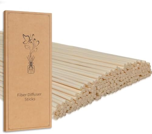 130pcs Fiber Diffuser Sticks - 7.5inch/3mm Natural Wood Color Reed Sticks,Diffuser Refills,Suitable for Diffusing Essential Oil Aromas (3mm x 19cm (130pcs))