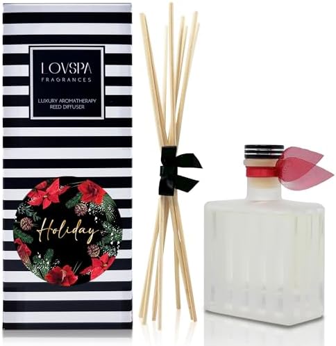 Reed Diffuser Set, Holiday Scented Oil Diffuser with Sticks, Home Fragrance Accessories for Bathroom Shelf Decor, Aroma Diffusers for Home or Office Desk, USA Made