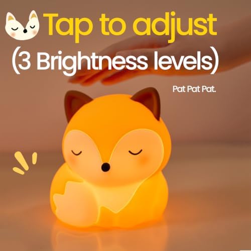 Fox Night Light Silicone Squishy Animal Lamp with 30 Min Auto Timer