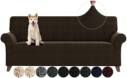 ZNSAYOTX Couch Covers for 3 Cushion Couch High Stretchy Spandex Pet Friendly Sofa Slipcover 1 Piece Non Slip Couch Covers Large Furniture Protector (Coffee, Sofa)