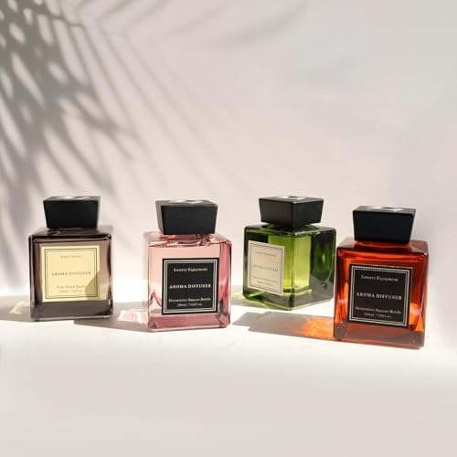 XEPTLE Soft Bloom Suite Reed Diffuser, Hotel Collection Oil Diffuser, Air Freshener, Long-Lasting Scent, Home & Bathroom Essential Oil Diffuser with 5 Reeds, 7.04oz, Black