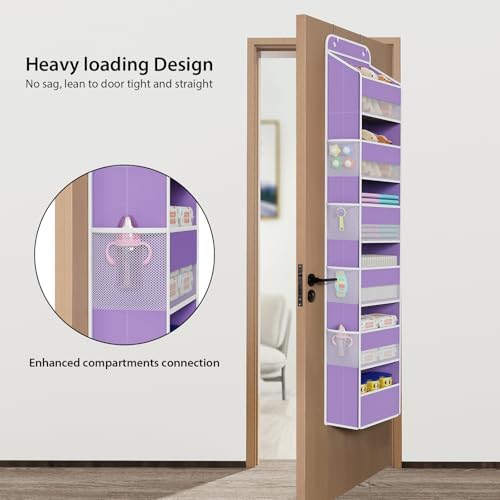 Univivi Over Door Hanging Organizer for Baby Nursery, Purple, 6-Shelf