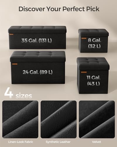SONGMICS 43.3 Inches Folding Storage Ottoman Bench, Load 660 lb