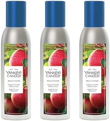 Yankee Candle Concentrated Room Spray Air Freshener, Instant Home Fragrance, Odor Eliminating Spray, Macintosh (Pack of 3)