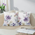 Bonhause Watercolor Floral Throw Pillow Covers 18 x 18 Inch Purple Pink