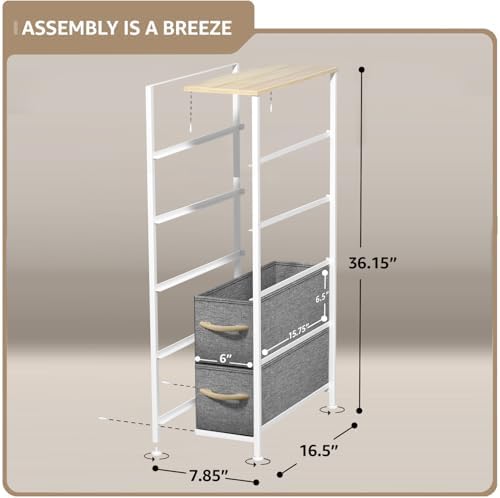 Sorbus 5-Drawer Narrow Dresser for Bedroom (Beige)