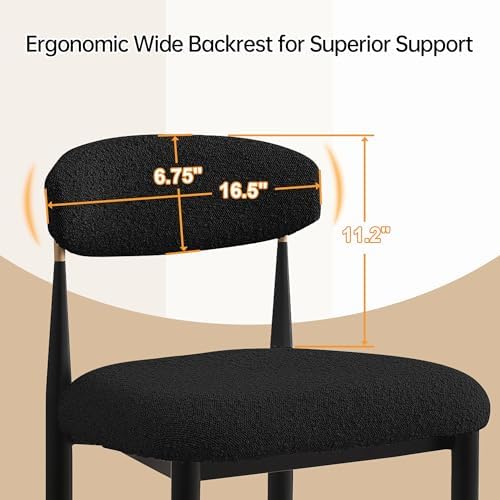 Morden Fort Counter Height Bar Stools Set of 4 with Backs, Black Boucle