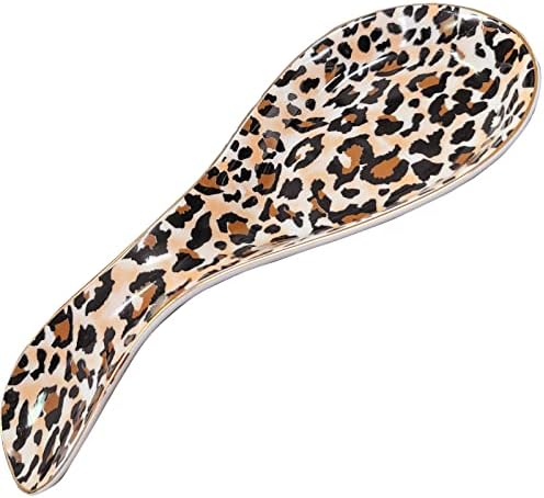 Ceramic Spoon Rest for Stove Top Kitchen Counter Large Spoon Holder Farmhouse Floral Flowers Print Coffee Spoon Cooking Utensil Tools Rest Modern Kitchen Decor