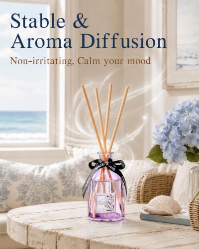 M&SENSE Reed Diffuser, Sandalwood Lavender, 7.7 oz Natural Essential Oil