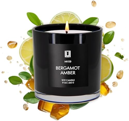 Lulu Candles Bergamot & Amber Luxury Scented Soy Candle, 9 Oz