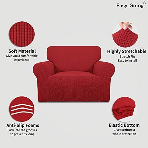 Easy-Going Stretch Oversized Chair Cover with Arm Washable Christmas Red