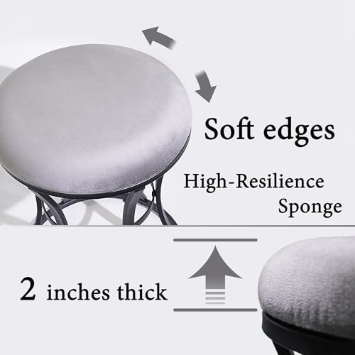 Vanity Chair, Small Velvet Vanity Stool & Ottoman Bench for Bathroom, Dorm