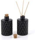 MyGift Black Glass Reed Diffuser Bottles with Cork Lids, Set of 2