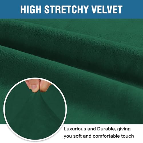 H.VERSAILTEX 1 Peice Stretch Velvet Sofa Covers for 3 Cushion Couch Covers Sofa Slipcovers Furniture Protector Soft, Crafted from Thick Comfy Rich Velour (Sofa 72"-90", Christmas Green)