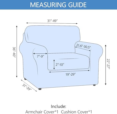 Stretch Sofa Cover Couch Covers, 2-Piece Armchair Cover with Separate Cushion Cover, Washable Soft Spandex Furniture Protector for Living Room(Armchair, Light Green)