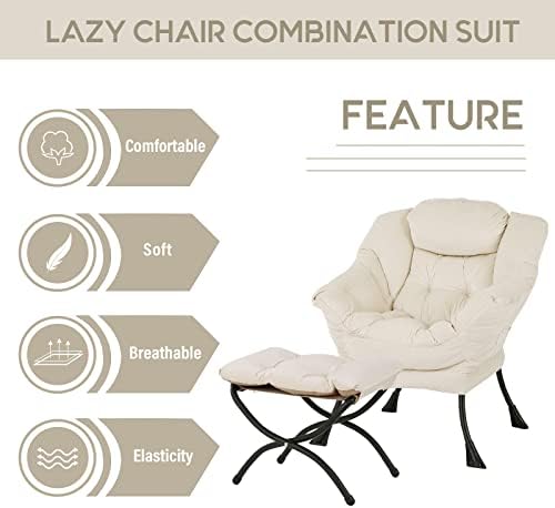LITA Lazy Chair with Ottoman, Comfy Accent Reading Chair