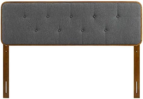 Modway MOD-6235-WAL-CHA Collins Tufted King Fabric and Wood Headboard, Walnut Charcoal