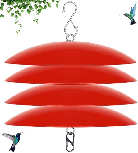 12" Bird Feeder Rain Guard, Hummingbird Feeder Shade Dome Cover, Hanging Squirrel Baffle for Bird Feeder Pole (Red), 4 Pack