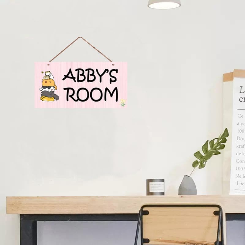 Personalized Signs Cute Cats Sign Custom Name Sign Customized Sign For Boys Bedroom Girls Room Baby Nursery Wall Decor for Kids Room Door Pet House Kitty Litter Cat house